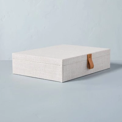 Hearth & Hand With Magnolia Fabric Storage Box with Faux Leather Accent Cream - Hearth & Hand™ with Magnolia 8 Hearth & Hand With Magnolia Fabric Storage Box with Faux Leather Accent Cream - Hearth & Hand™ with Magnolia - Image 6