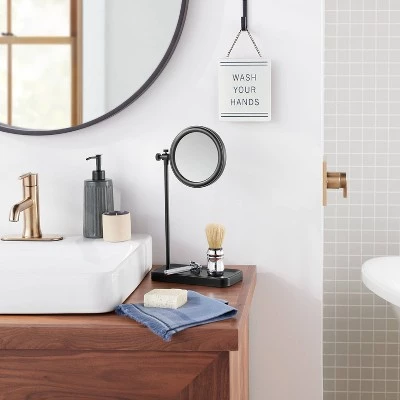 Hearth & Hand With Magnolia Two-Sided Vanity Mirror with Tray Base Matte Black - Hearth & Hand™ with Magnolia 3 Hearth & Hand With Magnolia Two-Sided Vanity Mirror with Tray Base Matte Black - Hearth & Hand™ with Magnolia