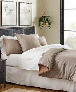 Hearth & Hand With Magnolia 26"x26" Heathered Stripe Euro Bed Pillow Brown - Hearth & Hand™ with Magnolia