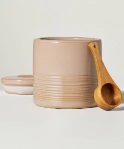 Hearth & Hand With Magnolia 16oz Ribbed Stoneware Coffee Canister with Wood Scoop Blush - Hearth & Hand™ with Magnolia -Hearth Shop GUEST 7cb36ab3 94a3 42b3 bd88 18893a1e0c42
