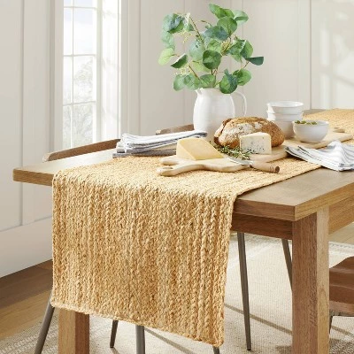 Hearth & Hand With Magnolia 20"x90" Natural Jute Braided Table Runner - Hearth & Hand™ with Magnolia 3 Hearth & Hand With Magnolia 20"x90" Natural Jute Braided Table Runner - Hearth & Hand™ with Magnolia