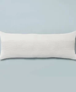Hearth & Hand With Magnolia 16"x42" Slub Center Stripe Oversized Lumbar Bed Pillow - Hearth & Hand™ with Magnolia Jet Gray -Hearth Shop GUEST 7e84e8bd 4cb9 42c8 ace3 f88b538c2fb8