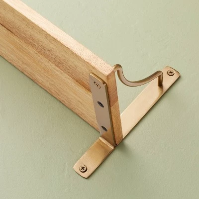 Hearth & Hand With Magnolia Wood & Brass Decorative Bracket Wall Shelf - Hearth & Hand™ with Magnolia 4 Hearth & Hand With Magnolia Wood & Brass Decorative Bracket Wall Shelf - Hearth & Hand™ with Magnolia - Image 2