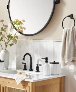 Hearth & Hand With Magnolia Milk Glass Bath Canister with Metal Lid - Hearth & Hand™ with Magnolia Black Finish