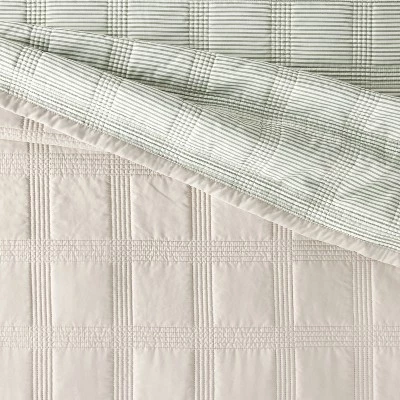 Hearth & Hand With Magnolia Grid Stitched Quilt Taupe/Green/Cream - Hearth & Hand™ with Magnolia 5 Hearth & Hand With Magnolia Grid Stitched Quilt Taupe/Green/Cream - Hearth & Hand™ with Magnolia - Image 3