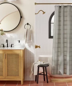 Hearth & Hand With Magnolia Washed Square Shower Curtain - Hearth & Hand™ with Magnolia Green