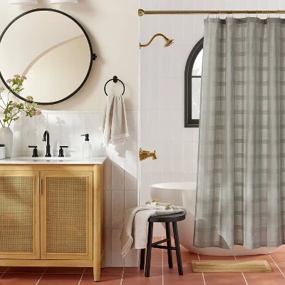 Hearth & Hand With Magnolia Washed Square Shower Curtain - Hearth & Hand™ with Magnolia Green 3 Hearth & Hand With Magnolia Washed Square Shower Curtain - Hearth & Hand™ with Magnolia Green