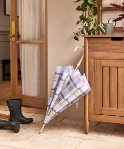 Hearth & Hand With Magnolia Plaid Print Stick Umbrella Blue/Tan/Cream - Hearth & Hand™ with Magnolia