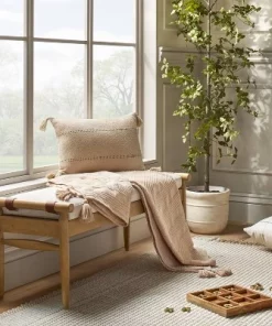 Hearth & Hand With Magnolia Textured Stripe Dobby Throw Blanket with Corner Tassels Blush - Hearth & Hand™ with Magnolia