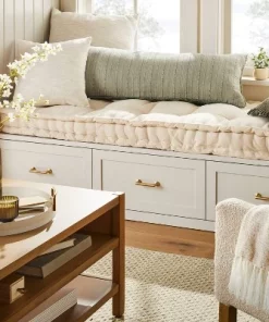 Hearth & Hand With Magnolia 16"x42" Washed Loop Stripe Lumbar Bed Pillow - Hearth & Handâ„¢ with Magnolia Blue