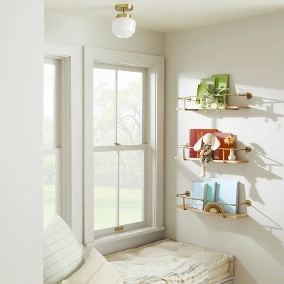 Hearth & Hand With Magnolia Wood & Brass Decorative Rail Wall Shelf - Hearth & Hand™ with Magnolia 3 Hearth & Hand With Magnolia Wood & Brass Decorative Rail Wall Shelf - Hearth & Hand™ with Magnolia