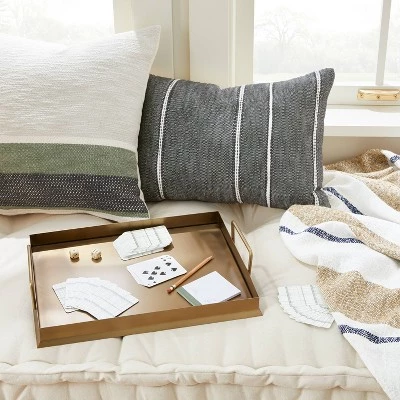 Hearth & Hand With Magnolia 14"x20" Stripe Pattern Throw Pillow Dark Gray/White/Beige - Hearth & Hand™ with Magnolia 3 Hearth & Hand With Magnolia 14"x20" Stripe Pattern Throw Pillow Dark Gray/White/Beige - Hearth & Hand™ with Magnolia