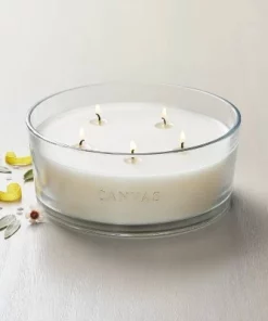 Hearth & Hand With Magnolia 5-Wick Clear Glass Canvas Knob-Lid Jar Candle 28oz - Hearth & Hand™ with Magnolia