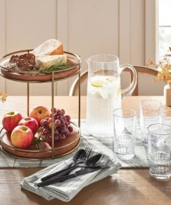 Hearth & Hand With Magnolia Tiered Wood & Metal Round Serving Stand Brass/Brown - Hearth & Hand™ with Magnolia