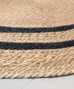 Hearth & Hand With Magnolia Round 5' Double Stripe Braided Jute Area Rug Charcoal/Tan - Hearth & Hand™ with Magnolia
