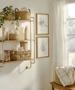Hearth & Hand With Magnolia Wood & Brass Decorative 3-Tier Wall Shelf - Hearth & Hand™ with Magnolia