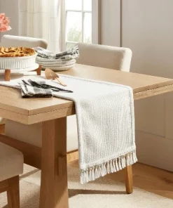 Hearth & Hand With Magnolia 14"x72" Pebble Textured Woven Table Runner Cream - Hearth & Hand™ with Magnolia