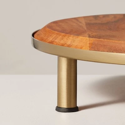 Hearth & Hand With Magnolia 12" Wood & Brass Round Footed Serving Stand - Hearth & Hand™ with Magnolia 5 Hearth & Hand With Magnolia 12" Wood & Brass Round Footed Serving Stand - Hearth & Hand™ with Magnolia - Image 3