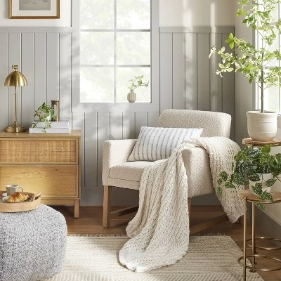 Hearth & Hand With Magnolia 14"x20" Textured Rail Stripe Lumbar Throw Pillow Cream/Light Gray - Hearth & Hand™ with Magnolia 3 Hearth & Hand With Magnolia 14"x20" Textured Rail Stripe Lumbar Throw Pillow Cream/Light Gray - Hearth & Hand™ with Magnolia