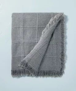 Hearth & Hand With Magnolia Textured Grid Lines Dobby Throw Blanket - Hearth & Hand™ with Magnolia Light Gray -Hearth Shop GUEST cb98a223 dc0e 4790 9502 b7110d4862ba
