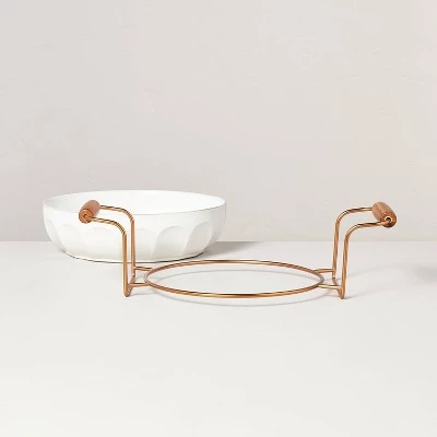 Hearth & Hand With Magnolia 3qt Oven-to-Table Fluted Stoneware Round Baking Dish with Cradle Carrier Cream - Hearth & Hand™ with Magnolia 4 Hearth & Hand With Magnolia 3qt Oven-to-Table Fluted Stoneware Round Baking Dish with Cradle Carrier Cream - Hearth & Hand™ with Magnolia - Image 2