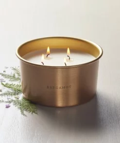 Hearth & Hand With Magnolia Lidded Metal Bergamot 4-Wick Jar Candle Brass Finish 20oz - Hearth & Hand™ with Magnolia
