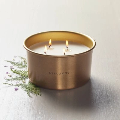 Hearth & Hand With Magnolia Lidded Metal Bergamot 4-Wick Jar Candle Brass Finish 20oz - Hearth & Hand™ with Magnolia 3 Hearth & Hand With Magnolia Lidded Metal Bergamot 4-Wick Jar Candle Brass Finish 20oz - Hearth & Hand™ with Magnolia