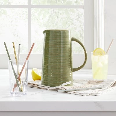 Hearth & Hand With Magnolia 71oz Ribbed Stoneware Beverage Pitcher Green - Hearth & Hand™ with Magnolia 3 Hearth & Hand With Magnolia 71oz Ribbed Stoneware Beverage Pitcher Green - Hearth & Hand™ with Magnolia