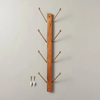 Hearth & Hand With Magnolia 24" Wood & Metal Vertical Wall Rack Brown/Brass - Hearth & Hand™ with Magnolia 4 Hearth & Hand With Magnolia 24" Wood & Metal Vertical Wall Rack Brown/Brass - Hearth & Hand™ with Magnolia - Image 2