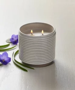 Hearth & Hand With Magnolia 2-Wick Ribbed Ceramic Pampas Jar Candle Light Gray 12oz - Hearth & Hand™ with Magnolia