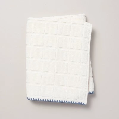 Hearth & Hand With Magnolia Grid Weave Terry Bath Towel Cream/Blue - Hearth & Hand™ with Magnolia 7 Hearth & Hand With Magnolia Grid Weave Terry Bath Towel Cream/Blue - Hearth & Hand™ with Magnolia - Image 5