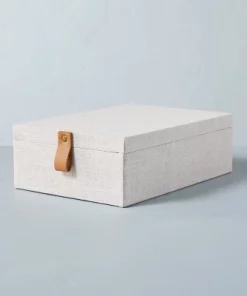 Hearth & Hand With Magnolia Fabric Storage Box with Faux Leather Accent Cream - Hearth & Hand™ with Magnolia 12 Hearth & Hand With Magnolia Fabric Storage Box with Faux Leather Accent Cream - Hearth & Hand™ with Magnolia -Hearth Shop GUEST ed623318 37de 4971 9730 7d4d8260fa32