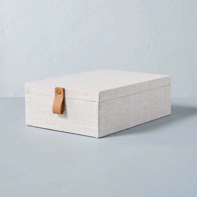 Hearth & Hand With Magnolia Fabric Storage Box with Faux Leather Accent Cream - Hearth & Hand™ with Magnolia 7 Hearth & Hand With Magnolia Fabric Storage Box with Faux Leather Accent Cream - Hearth & Hand™ with Magnolia - Image 5
