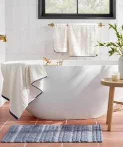 Hearth & Hand With Magnolia Grid Weave Terry Bath Towel Cream/Blue - Hearth & Hand™ with Magnolia