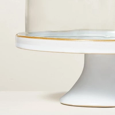 Hearth & Hand With Magnolia 11" Stoneware Reactive Glaze Cake Stand with Glass Cloche Cream - Hearth & Hand™ with Magnolia 5 Hearth & Hand With Magnolia 11" Stoneware Reactive Glaze Cake Stand with Glass Cloche Cream - Hearth & Hand™ with Magnolia - Image 3