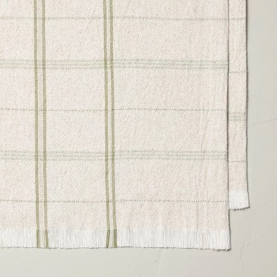 Hearth & Hand With Magnolia 20"x90" Tri-Stripe Plaid Woven Table Runner Light Green/Natural - Hearth & Hand™ with Magnolia 4 Hearth & Hand With Magnolia 20"x90" Tri-Stripe Plaid Woven Table Runner Light Green/Natural - Hearth & Hand™ with Magnolia - Image 2