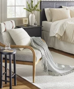 Hearth & Hand With Magnolia Ticking Stripe Woven Throw Blanket Gray/Cream - Hearth & Hand™ with Magnolia