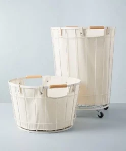 Hearth & Hand With Magnolia 24" Large Wire & Fabric Laundry Hamper Sour Cream - Hearth & Hand™ with Magnolia -Hearth Shop GUEST feda1e98 fddc 4c79 9c82 1bb8715dc2e6